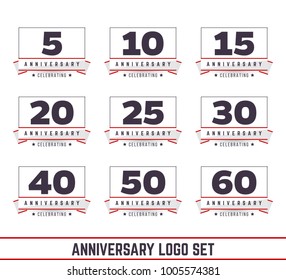 Vector set of anniversary symbols. Anniversary logo's collection.