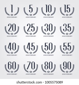 Vector set of anniversary symbols. Anniversary logo's collection.