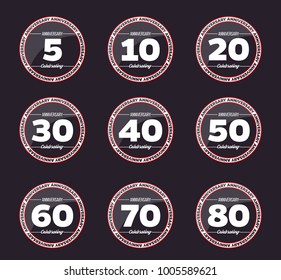 Vector set of anniversary symbols. Anniversary logo's collection.