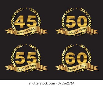 Vector set of anniversary symbols.Vector illustration.