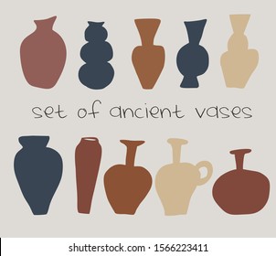 vector set of antique ancient vases