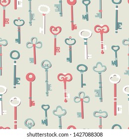Vector Set of Antique Keys. Vector Hand Drawn Doodle Elements.
