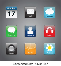 vector set of app icons with glossy effect