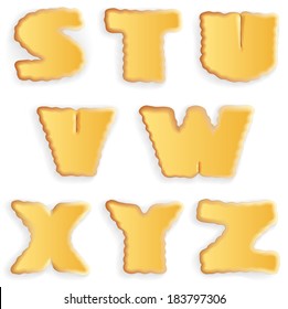 Vector set of appetizing letters of cracker biscuits isolated on a white background 