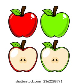 vector set of apple fruit cartoon