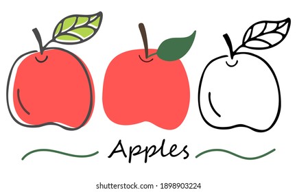 Vector set apple. Hand-drawn design. Fruits on white background