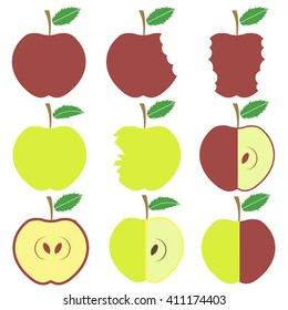 Vector Set of Apple Icons Isolated on White Background