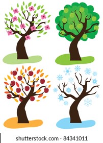 vector set of apple trees