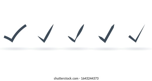 Vector set of approval check icons on a white background