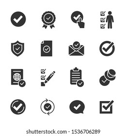 Vector set of approved icons.