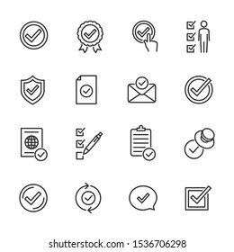 Vector set of approved line icons.