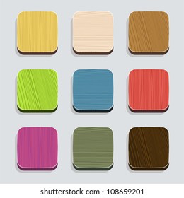 Vector set of apps icon with wooden texture