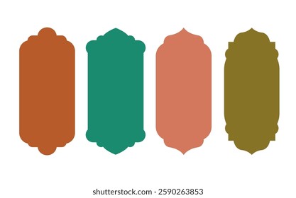 Vector set of arabian frame. Islamic shape of windows or door arch. Ramadan kareem silhouette icons. Eid fitr ornaments. 