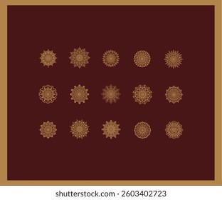 Vector set of Arabic oriental retro Indian circular mandala patterns. Circular pattern in the form of a mandala. Henna tattoo mandala. Mehndi style. Decorative pattern in oriental style. 