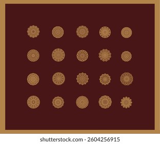 Vector set of Arabic oriental retro Indian circular mandala patterns