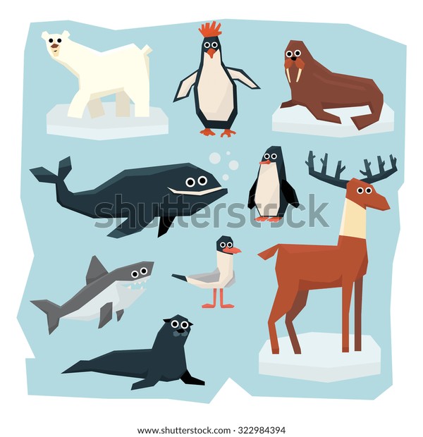 Vector Set Arctic Antarctic Animals Collection Stock Vector (Royalty ...