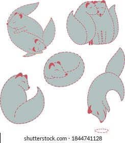Vector set arctic fox. Vector pattern winter theme. Ideal for fabrics, cards, gift wrapping paper, wallpapers, scrapbooking etc.