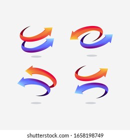 vector set arrow gradient logo design 