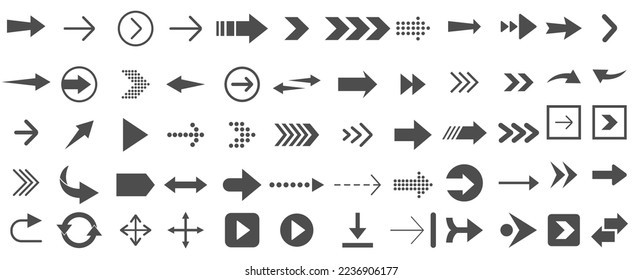 Vector set of arrow icons. Design element for applications, website, social networks.