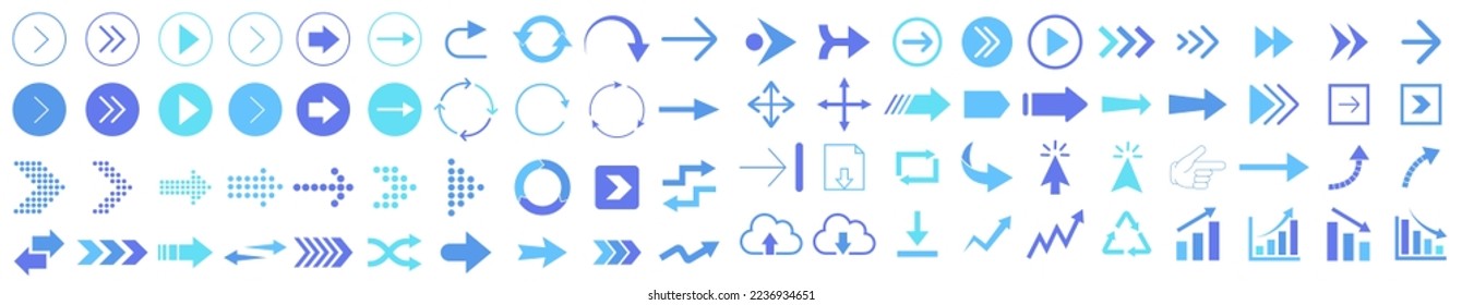 Vector set of arrow icons. Design element for applications, website, social networks.