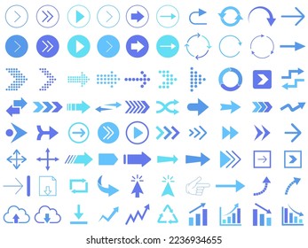 Vector set of arrow icons. Design element for applications, website, social networks.