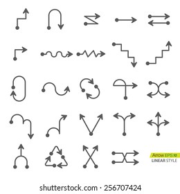 Vector : Set of arrow in linear style icon