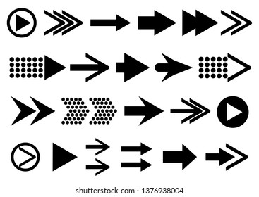 Vector set of arrow shapes isolated on white