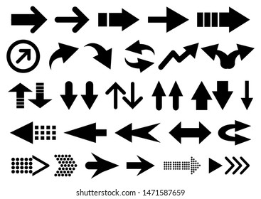 Vector set of arrow shapes isolated on white