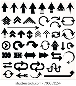 Vector set of arrow shapes isolated on white