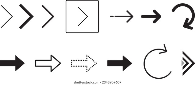 Vector set of arrows of different shapes and styles	