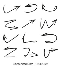 vector set arrows, hand drawn arrows, scribble arrows, sketch arrows