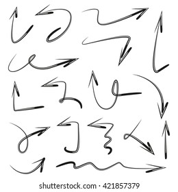 vector set arrows, hand drawn arrows, scribble arrows, sketch arrows