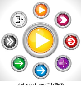 Vector - Set of Arrows on Colorful Buttons