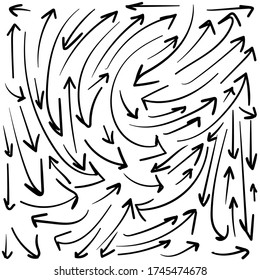 Vector set of arrows on a white background. Stock graphic elements for design and decoration of print media.