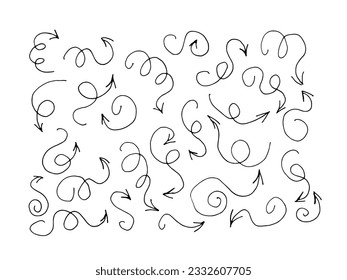 Vector set of arrows in the style of doodles