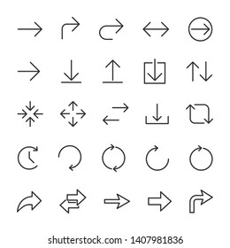 Vector set of arrows for website and app line icons.