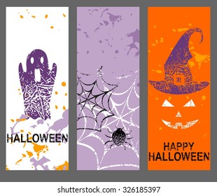 Vector set of art banners for Halloween.