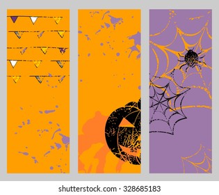 Vector set of art banners for Halloween.