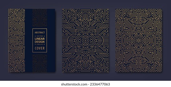 Conjunto de vectores de fondo abstracto art deco, guardar las entradas de fecha por invitaciones de estilo, marcos vintage. Diseño premium, plantillas de oro de lujo. Afiche gráfico de moda, folleto, diseño, embalaje