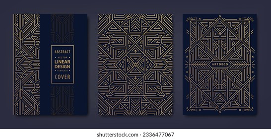 Vector set of art deco abstract backgrounds, save the date gatsby style invitations, vintage frames. Premium design, luxury golden templates. Trendy graphic poster, brochure, design, packaging