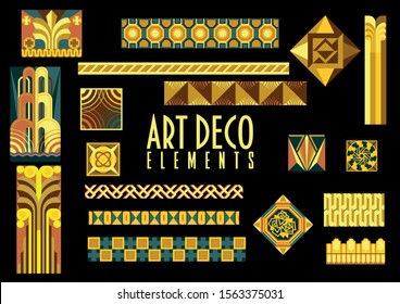 Vector Set of Art Deco Design Elements for scrapbook, web designs and other decorations.