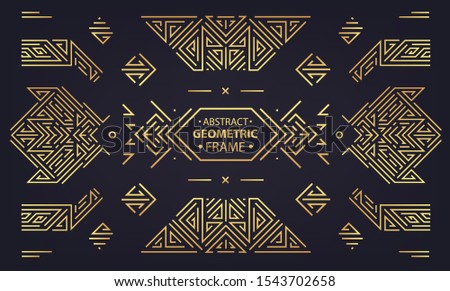Vector set of Art deco design elements. Golden dividers, book header ornament patterns. 1920s and 30s vintage luxury elements. isolated set of geometric style illustration lines