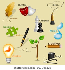 Vector set with art icons