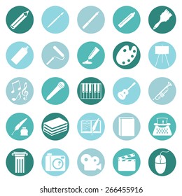 Vector Set of Art Icons. Drawing, Music, Writing and Other.