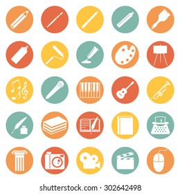 Vector Set of Art Icons. Drawing, Music, Writing and Other.