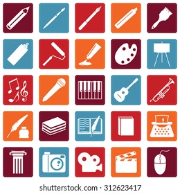 Vector Set of Art Icons. Drawing, Music, Writing and Other.