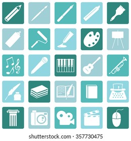 Vector Set of Art Icons. Drawing, Music, Writing and Other.