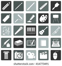 Vector Set of Art Icons. Drawing, Music, Writing and Other.