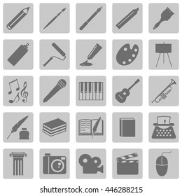 Vector Set of Art Icons. Drawing, Music, Writing and Other.