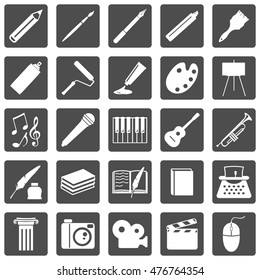 Vector Set of Art Icons. Drawing, Music, Writing and Other.